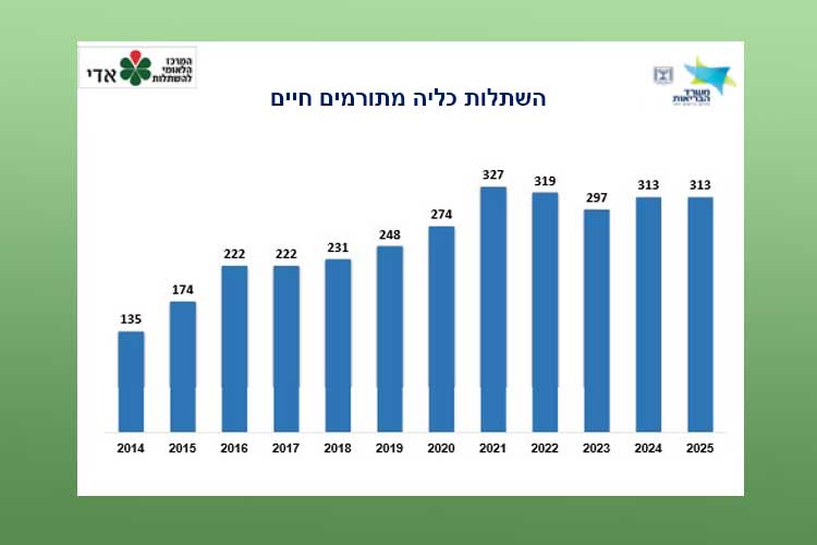 גרף השתלות כליה מתורמים חיים